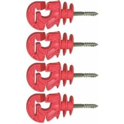 4x Isolateur Cloture électrique Kombi Universel Rouge à Visser Dans Piquet Bois Fil Corde Cordon Chevaux Vache Mouton Gibier