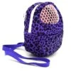 Sac De Transport Pour Animal Domestique - Bandoulière Réglable Avec Bol Pour Petits Animaux - Mangeoire Pour Lapin - Sac De Voyage Respirant - Taille S : 18 X 13 Cm - Léopard Violet