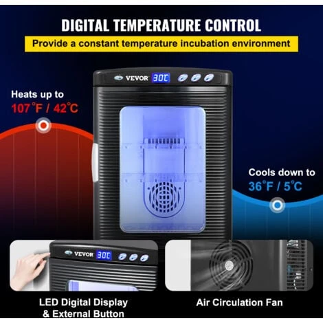 VEVOR Incubateur De Laboratoire Scientifique De 25 L Pour Incubateur De Reptiles, Refroidissement Et Chauffage Entre 5 Et 60 ° C 4 VEVOR Incubateur De Laboratoire Scientifique De 25 L Pour Incubateur De Reptiles, Refroidissement Et Chauffage Entre 5 Et 60 ° C – Image 4