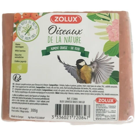 Bloc De Graisse Baies Sauvages 300 Gr Pour Oiseaux De La Nature. - Zolux 1 Bloc De Graisse Baies Sauvages 300 Gr Pour Oiseaux De La Nature. - Zolux
