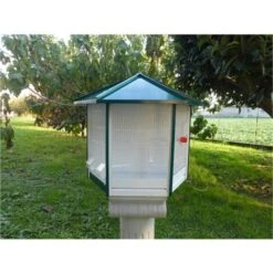 Merkloos Volière Nr 40 Blanc Avec Toit Vert 93x43x78cm