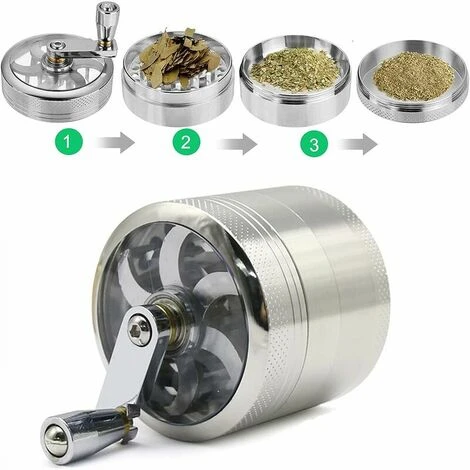 Grinder Moulin à Herbes, Grinder En Zinc Moulin à épice 55mm Moulin En 4 Pièces Grinder Avec Manivelle, Pollen Crusher, Moulin à épices Avec Double Chambre Et Récupérateur De Pollen 3 Grinder Moulin à Herbes, Grinder En Zinc Moulin à épice 55mm Moulin En 4 Pièces Grinder Avec Manivelle, Pollen Crusher, Moulin à épices Avec Double Chambre Et Récupérateur De Pollen – Image 3