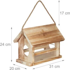 Relaxdays Mangeoire D'extérieur Pour Oiseaux, Look Flambé, Certifiée FSC, Résistant Aux Intempéries, 24x31x20 Cm, Nature -Trixie || Flamingo Soldes Magasin 71178806 4