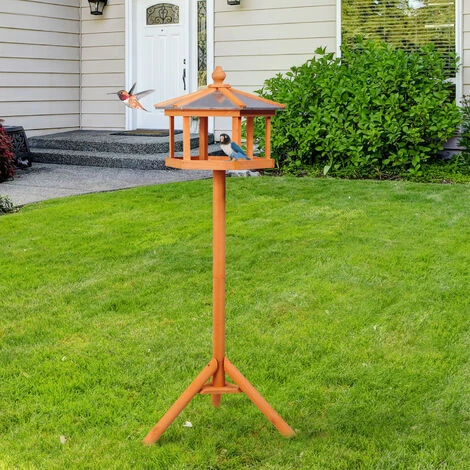 HOMCOM Mangeoire Sur Pied Nichoir A Plateau Station A Oiseau Bois Pour Exterieur 113 Cm 3 HOMCOM Mangeoire Sur Pied Nichoir A Plateau Station A Oiseau Bois Pour Exterieur 113 Cm – Image 3
