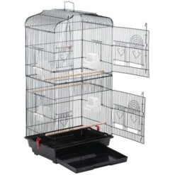 Yaheetech Cage Oiseaux Volière Portable Pour Perruche Perroquet Canari Inséparable Mandarins Avec 4 Perchoirs Mangeoire 46 X 35 X 104,5cm
