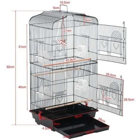 Yaheetech Cage Oiseaux Volière Portable Pour Perruche Perroquet Canari Inséparable Mandarins Avec 4 Perchoirs Mangeoire 46 X 35 X 104,5cm 4 Yaheetech Cage Oiseaux Volière Portable Pour Perruche Perroquet Canari Inséparable Mandarins Avec 4 Perchoirs Mangeoire 46 X 35 X 104,5cm – Image 4