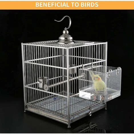 Bain D'oiseaux à Suspendre, Bain D'oiseaux En Acrylique Transparent Pour Bain D'oiseaux, Accessoires De Cage à Oiseaux Avec Crochets Pour Petits Oiseaux Finch Perruche Canari 12,7 X 11,4 X 12,7 Cm. 3 Bain D'oiseaux à Suspendre, Bain D'oiseaux En Acrylique Transparent Pour Bain D'oiseaux, Accessoires De Cage à Oiseaux Avec Crochets Pour Petits Oiseaux Finch Perruche Canari 12,7 X 11,4 X 12,7 Cm. – Image 3
