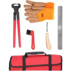 SEENLIN Pince à Sabot De Cheval Coupe Ferrure Lime Poignée Râpe Coupe-sabot Brosse Outil, 6pcs - Rouge