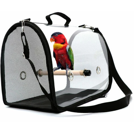 Transporteur D'oiseaux Léger, Sac à Main Respirant Transparent De Perroquet De Cage De Voyage D'oiseau De PVC Avec Un Bâton En Bois 1 Transporteur D'oiseaux Léger, Sac à Main Respirant Transparent De Perroquet De Cage De Voyage D'oiseau De PVC Avec Un Bâton En Bois