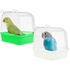 2PCS Baignoire Pour Oiseaux,Baignoire Bird Bain D'oiseau Cage Baignoire Oiseaux Baignoire Suspendue Avec Crochets Fournitures De Cage à Oiseaux Pour Oiseaux Canaries Budgies Et Perroquet