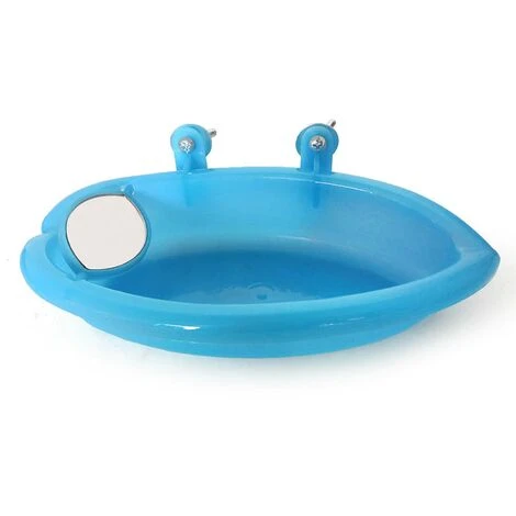 Oiseau Bain Bird Bath Douche Nettoyage Baignoire Bol Bassin Avec Miroir Suspendu D'oiseau Animaux Petits Oiseaux Jouet Perroquet Accessoires Perruche Cockatiel Eau Alimentation Plateau (Bleu) 2 Oiseau Bain Bird Bath Douche Nettoyage Baignoire Bol Bassin Avec Miroir Suspendu D'oiseau Animaux Petits Oiseaux Jouet Perroquet Accessoires Perruche Cockatiel Eau Alimentation Plateau (Bleu) – Image 2