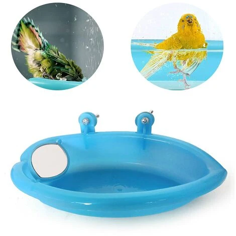 Oiseau Bain Bird Bath Douche Nettoyage Baignoire Bol Bassin Avec Miroir Suspendu D'oiseau Animaux Petits Oiseaux Jouet Perroquet Accessoires Perruche Cockatiel Eau Alimentation Plateau (Bleu) 3 Oiseau Bain Bird Bath Douche Nettoyage Baignoire Bol Bassin Avec Miroir Suspendu D'oiseau Animaux Petits Oiseaux Jouet Perroquet Accessoires Perruche Cockatiel Eau Alimentation Plateau (Bleu) – Image 3