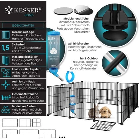KESSER® Parc Enclos Grillagé Pour Lapins En Métal Grillagé XXL Avec Porte Enclos Pour Petits Animaux Cochons D'Inde Enclos Libre, Cage Pour Petits Animaux Parc Grillagé Pour Lapins Pour L'intérieur - 2 KESSER® Parc Enclos Grillagé Pour Lapins En Métal Grillagé XXL Avec Porte Enclos Pour Petits Animaux Cochons D'Inde Enclos Libre, Cage Pour Petits Animaux Parc Grillagé Pour Lapins Pour L'intérieur - – Image 2