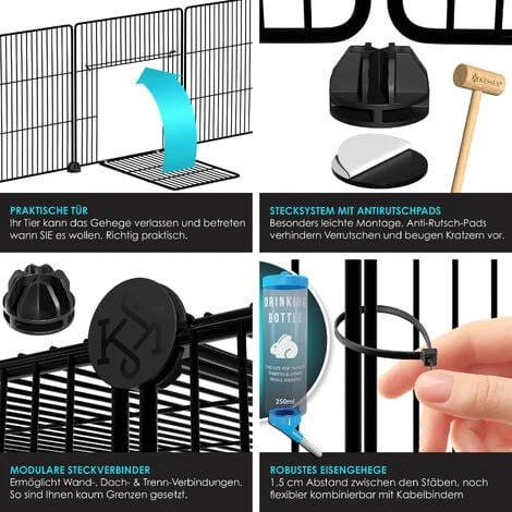 KESSER® Parc Enclos Grillagé Pour Lapins En Métal Grillagé XXL Avec Porte Enclos Pour Petits Animaux Cochons D'Inde Enclos Libre, Cage Pour Petits Animaux Parc Grillagé Pour Lapins Pour L'intérieur - 3 KESSER® Parc Enclos Grillagé Pour Lapins En Métal Grillagé XXL Avec Porte Enclos Pour Petits Animaux Cochons D'Inde Enclos Libre, Cage Pour Petits Animaux Parc Grillagé Pour Lapins Pour L'intérieur - – Image 3