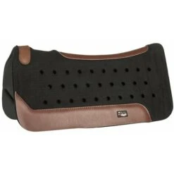 Cob/full, Noir: Tapis De Selle Western Absorbant Les Chocs Et Respirant Avec Rembourrage En Feutre Et Renforts Latéraux En Cuir Véritable Modèle Air