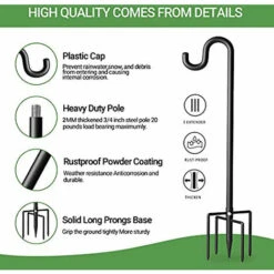 Lot De 2 Crochets De Jardin Réglables En Hauteur Antirouille 120 Cm Avec Base à 5 Broches Pour Paniers De Fleurs, Mangeoires à Oiseaux, Décoration D'intérieur - Noir -Trixie || Flamingo Soldes Magasin 78947953 5