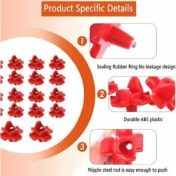 18 Pcs,Abreuvoir Automatique Poule,TéTine à Eau De Volaille,Abreuvoir Poules ,Nouvelle Fontaine Boire Pour Poulet, Volaille Rouge,Adapté Aux Poules, Canards, Volailles (1) Zhuoxuan -Trixie || Flamingo Soldes Magasin 79617537 3