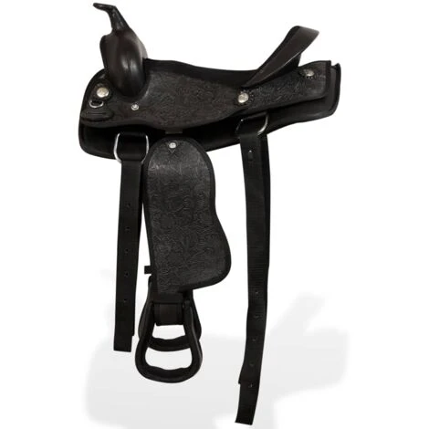 Selle, Bridon Et Col De Poitrine Cuir Véritable 13 Po Noir VidaXL 4 Selle, Bridon Et Col De Poitrine Cuir Véritable 13 Po Noir VidaXL – Image 4