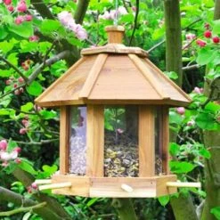 Mangeoire à Oiseaux Avec Toit En Bois - 6 Perchoirs - Suspendue Ou à Poser - 26 X 22 Cm Hexagonale -Trixie || Flamingo Soldes Magasin 81923244 5