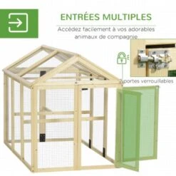 PawHut Enclos Poulailler Chenil 1,23 M² - Parc Grillagé Dim 140L X 88,5l X 106H Cm - 2 Portes Verrouillables - Bois Sapin 9 PawHut Enclos Poulailler Chenil 1,23 M² - Parc Grillagé Dim 140L X 88,5l X 106H Cm - 2 Portes Verrouillables - Bois Sapin -Trixie || Flamingo Soldes Magasin 82161194 5