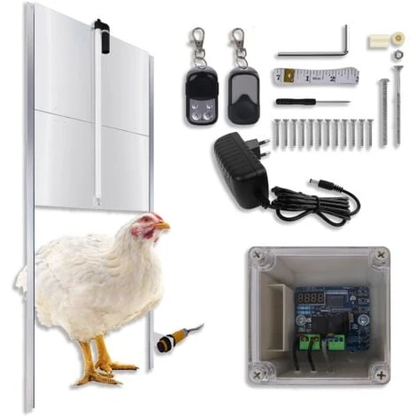 Froadp Porte à Poules Électrique Automatique En Aluminium, Avec Capteurs De Lumière, Minuterie, Et Télécommande (Type B, 30x30cm) 1 Froadp Porte à Poules Électrique Automatique En Aluminium, Avec Capteurs De Lumière, Minuterie, Et Télécommande (Type B, 30x30cm)