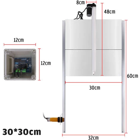 Froadp Porte à Poules Électrique Automatique En Aluminium, Avec Capteurs De Lumière, Minuterie, Et Télécommande (Type B, 30x30cm) 2 Froadp Porte à Poules Électrique Automatique En Aluminium, Avec Capteurs De Lumière, Minuterie, Et Télécommande (Type B, 30x30cm) – Image 2