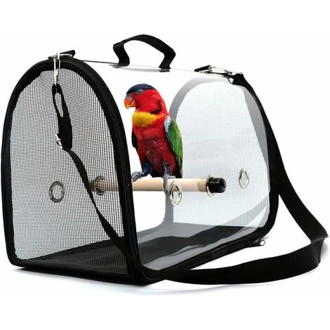 ZXPASRA Transporteur D'oiseaux Léger, Sac à Main Respirant Transparent De Perroquet De Cage De Voyage D'oiseau De PVC Avec Un Bâton En Bois 1 ZXPASRA Transporteur D'oiseaux Léger, Sac à Main Respirant Transparent De Perroquet De Cage De Voyage D'oiseau De PVC Avec Un Bâton En Bois