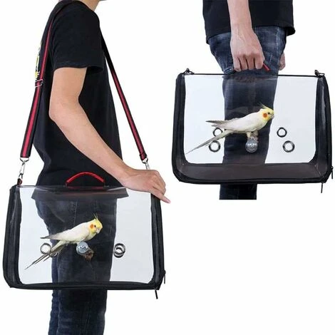 ZXPASRA Transporteur D'oiseaux Léger, Sac à Main Respirant Transparent De Perroquet De Cage De Voyage D'oiseau De PVC Avec Un Bâton En Bois 3 ZXPASRA Transporteur D'oiseaux Léger, Sac à Main Respirant Transparent De Perroquet De Cage De Voyage D'oiseau De PVC Avec Un Bâton En Bois – Image 3