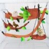 Hamster Petit Animal Jungle Suspendu Chaud Lit Maison Cage Nid Cage Accessoires Forêt Modèle Jouets Tunnel Suspendu Feuille Et Balançoire Pour Hamster Écureuil Sucre Planeur (5 Pièces)
