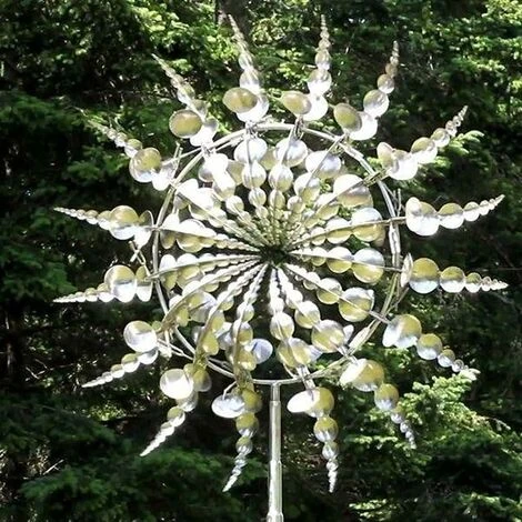MINKUROW Moulin À Vent Unique Et Magique En Métal Avec Piquet De Jardin En Métal, Grande Pour Cour, Pelouse, Terrasse, Jardin, Sculptures Cinétiques (Argent), 1 Pièce 1 MINKUROW Moulin À Vent Unique Et Magique En Métal Avec Piquet De Jardin En Métal, Grande Pour Cour, Pelouse, Terrasse, Jardin, Sculptures Cinétiques (Argent), 1 Pièce