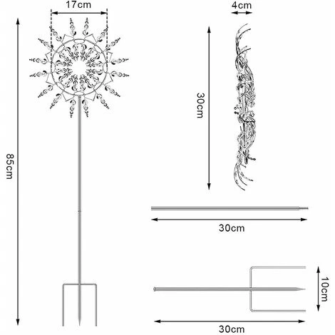 MINKUROW Moulin À Vent Unique Et Magique En Métal Avec Piquet De Jardin En Métal, Grande Pour Cour, Pelouse, Terrasse, Jardin, Sculptures Cinétiques (Argent), 1 Pièce 3 MINKUROW Moulin À Vent Unique Et Magique En Métal Avec Piquet De Jardin En Métal, Grande Pour Cour, Pelouse, Terrasse, Jardin, Sculptures Cinétiques (Argent), 1 Pièce – Image 3