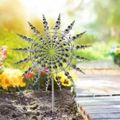 MINKUROW Moulin À Vent Unique Et Magique En Métal Avec Piquet De Jardin En Métal, Grande Pour Cour, Pelouse, Terrasse, Jardin, Sculptures Cinétiques (Argent), 1 Pièce 8 MINKUROW Moulin À Vent Unique Et Magique En Métal Avec Piquet De Jardin En Métal, Grande Pour Cour, Pelouse, Terrasse, Jardin, Sculptures Cinétiques (Argent), 1 Pièce -Trixie || Flamingo Soldes Magasin 83895756 4