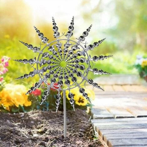 MINKUROW Moulin À Vent Unique Et Magique En Métal Avec Piquet De Jardin En Métal, Grande Pour Cour, Pelouse, Terrasse, Jardin, Sculptures Cinétiques (Argent), 1 Pièce 4 MINKUROW Moulin À Vent Unique Et Magique En Métal Avec Piquet De Jardin En Métal, Grande Pour Cour, Pelouse, Terrasse, Jardin, Sculptures Cinétiques (Argent), 1 Pièce – Image 4