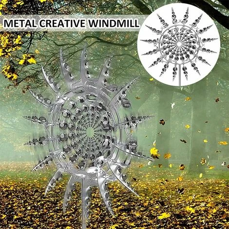 MINKUROW Moulin À Vent Unique Et Magique En Métal Avec Piquet De Jardin En Métal, Grande Pour Cour, Pelouse, Terrasse, Jardin, Sculptures Cinétiques (Argent), 1 Pièce 5 MINKUROW Moulin À Vent Unique Et Magique En Métal Avec Piquet De Jardin En Métal, Grande Pour Cour, Pelouse, Terrasse, Jardin, Sculptures Cinétiques (Argent), 1 Pièce – Image 5