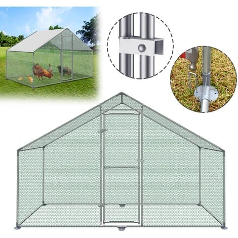 AUFUN Poulailler Extérieur Toit Poulailler, Acier Galvanisé Petit Poulailler Enclos Extérieur Avec Protection Solaire Cage à Poules, 3 X 2 X 2 M 1 AUFUN Poulailler Extérieur Toit Poulailler, Acier Galvanisé Petit Poulailler Enclos Extérieur Avec Protection Solaire Cage à Poules, 3 X 2 X 2 M