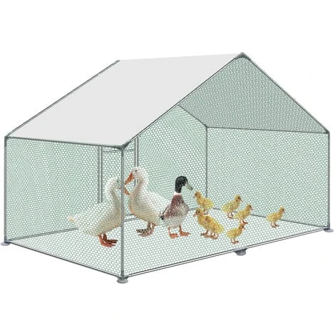 AUFUN Poulailler Extérieur Toit Poulailler, Acier Galvanisé Petit Poulailler Enclos Extérieur Avec Protection Solaire Cage à Poules, 3 X 2 X 2 M 5 AUFUN Poulailler Extérieur Toit Poulailler, Acier Galvanisé Petit Poulailler Enclos Extérieur Avec Protection Solaire Cage à Poules, 3 X 2 X 2 M – Image 5