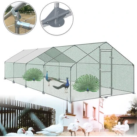 AUFUN Poulailler Extérieur Poulailler Toit Poulailler, Acier Galvanisé Petit Enclos Enclos Avec Protection Solaire Cage à Poules, 3 X 8 X 2 M 1 AUFUN Poulailler Extérieur Poulailler Toit Poulailler, Acier Galvanisé Petit Enclos Enclos Avec Protection Solaire Cage à Poules, 3 X 8 X 2 M