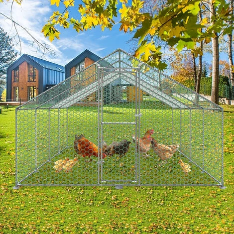 AUFUN Poulailler Extérieur Poulailler Toit Poulailler, Acier Galvanisé Petit Enclos Enclos Avec Protection Solaire Cage à Poules, 3 X 8 X 2 M 5 AUFUN Poulailler Extérieur Poulailler Toit Poulailler, Acier Galvanisé Petit Enclos Enclos Avec Protection Solaire Cage à Poules, 3 X 8 X 2 M – Image 5