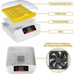 Couveuse Automatique De 55 Ufs, Incubateur D'oeufs Transparent Et Digital, Incubateur à Oeufs Avec Affichage LED De La Température Et Contrle De L'humidité, Pour Dinde/Oie/Oiseau/Caille/Poulet -Trixie || Flamingo Soldes Magasin 84162024 5