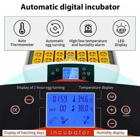 Incubateur Entièrement Automatique 55 œufs Couveuse Numérique Avec Rotation Automatique Des œufs Et Contrôle De La Température Et De L'humidité Pour Poules, Canards, Cailles, Oies, œufs à Poulet 3 Incubateur Entièrement Automatique 55 œufs Couveuse Numérique Avec Rotation Automatique Des œufs Et Contrôle De La Température Et De L'humidité Pour Poules, Canards, Cailles, Oies, œufs à Poulet – Image 3