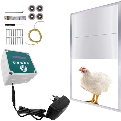 AUFUN Automatique De Poulailler- Porte à Poulet En Métal Robuste, La Porte Du Capteur De Lumière, Porte En Aluminium(30x30cm) 3 AUFUN Automatique De Poulailler- Porte à Poulet En Métal Robuste, La Porte Du Capteur De Lumière, Porte En Aluminium(30x30cm) – Image 3