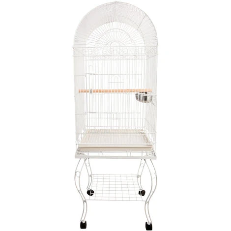 PawHut Grande Volière Cage à Oiseaux Design Avec Mangeoire Perchoir Suspendu Plateau Amovible étagère Et Roulettes 54L X 54l X 153H Cm Blanc 5 PawHut Grande Volière Cage à Oiseaux Design Avec Mangeoire Perchoir Suspendu Plateau Amovible étagère Et Roulettes 54L X 54l X 153H Cm Blanc – Image 5