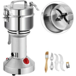 VEVOR Moulin A Grains Electrique Commercial Capacite 350g Broyeur A Cereales En Acier Inoxydable 26000tr/min Concasseur A Mais A Epices Fonction 5 Minutes Machine A Poudre 1400W Pour Cafe Soja Ble