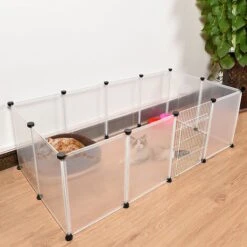 AUFUN Enclos Grillagé Pour Lapins En Métal Avec Porte, Enclos Pour Petits Animaux Intérieur Et Extérieur, Blanc, 145x75x48 Cm -Trixie || Flamingo Soldes Magasin 87110122 4