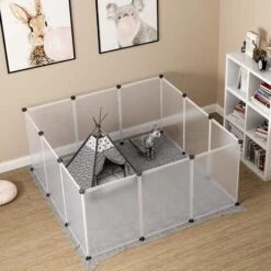 AUFUN Enclos Grillagé Pour Lapins En Métal Avec Porte, Enclos Pour Petits Animaux Intérieur Et Extérieur, Blanc, 145x75x48 Cm -Trixie || Flamingo Soldes Magasin 87110122 5