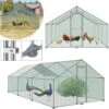 AUFUN Poulailler Extérieur Toit Du Poulailler, Acier Galvanisé Petit Poulailler Enclos Extérieur Avec Protection Solaire Cage à Poules, 3 X 6 X 2 M