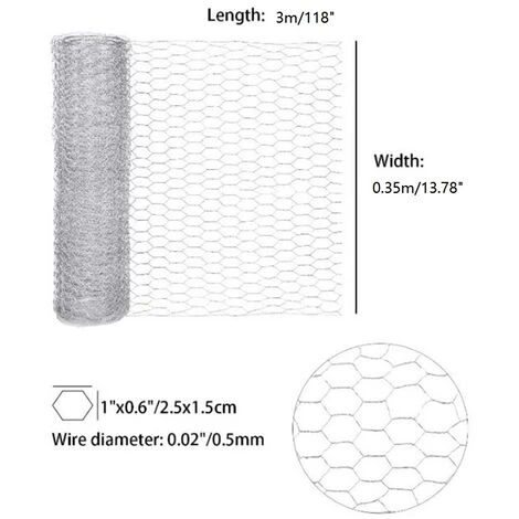 MINKUROW Filet De Fil De Poulet De 0.35×3 M Filet De Fil Hexagonal Galvanisé En Métal Grillage Léger Pour Les Projets D'artisanat Et Le Jardinage 2 MINKUROW Filet De Fil De Poulet De 0.35×3 M Filet De Fil Hexagonal Galvanisé En Métal Grillage Léger Pour Les Projets D'artisanat Et Le Jardinage – Image 2