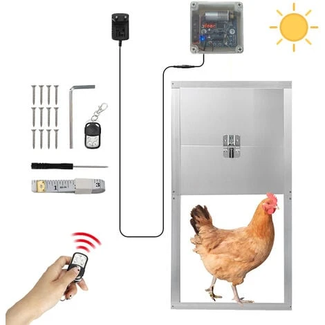 Portier Automatique Ouvre-porte Kit De Porte Automatique Pour Poulailler Poulets Poules Oies 30x30cm 100-240V IP44 HW0120 1 Portier Automatique Ouvre-porte Kit De Porte Automatique Pour Poulailler Poulets Poules Oies 30x30cm 100-240V IP44 HW0120