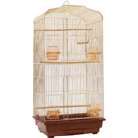 Skecten® Grande Volière Pour Oiseaux Cage En Méta Pour Canaries Perroquet Perruches Canaris Avec 4 Mangeoires, 3 Perchoirs, 92cm, Or 4 Skecten® Grande Volière Pour Oiseaux Cage En Méta Pour Canaries Perroquet Perruches Canaris Avec 4 Mangeoires, 3 Perchoirs, 92cm, Or – Image 4