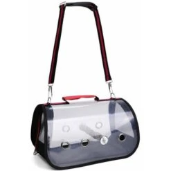 Perroquet Oiseau Transporteur Voyage Perroquet Cage À Oiseaux Sac À Dos Avec Bâton Debout Rouge 32x17x18cm